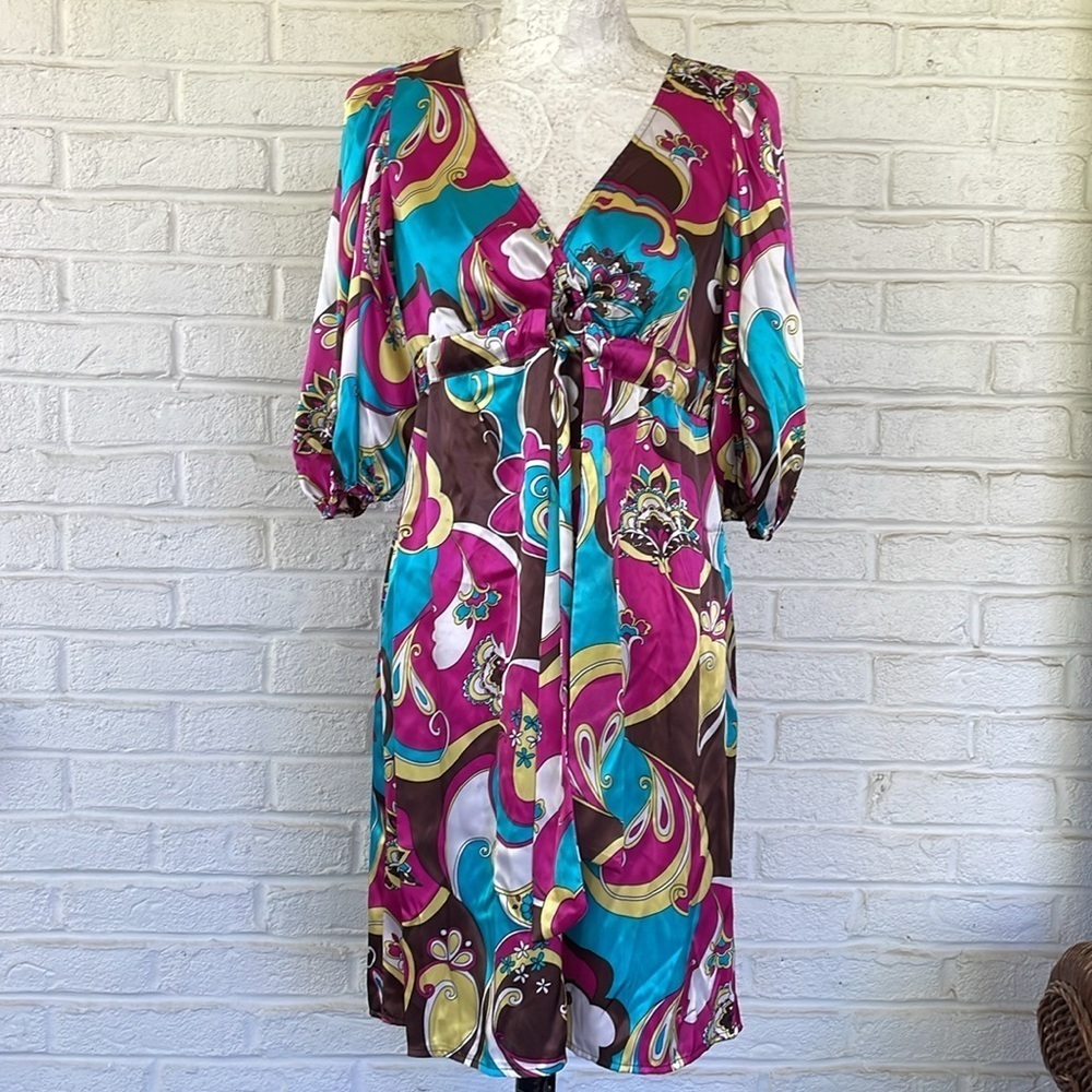 Bisou Bisou Retro Look Empire WaistPaisley Print Dress